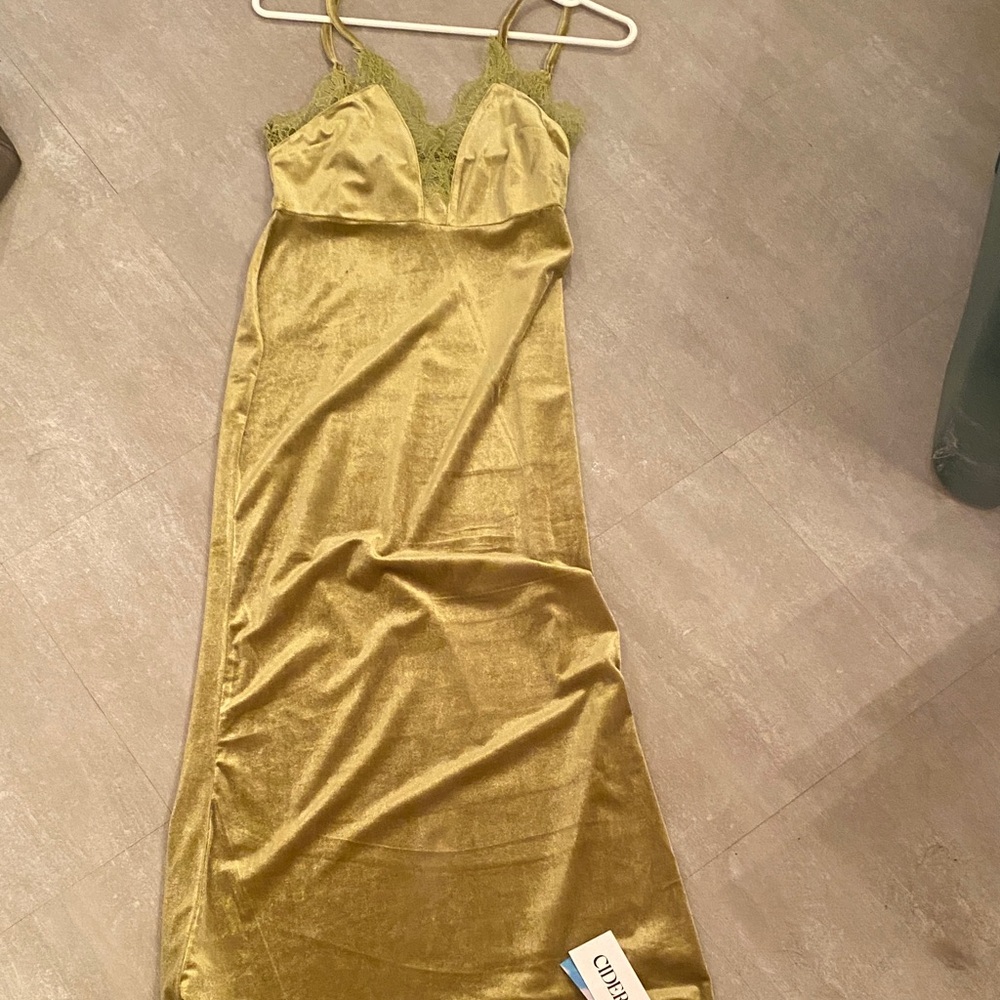Chic olive Gold Slip Dress